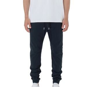 NWOT ZANEROBE Pants 30”Sureshot”Jogger Drop-Crotch-Panel Logo Black StrtchCotton